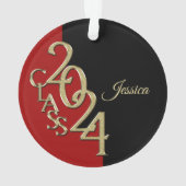 Afstuderen Goud en Rood 2024 Foto Ornament (achterkant)