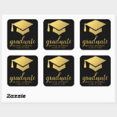 Afstuderen goud en zwart vierkante sticker (Vel)