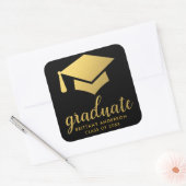 Afstuderen goud en zwart vierkante sticker (Envelop)
