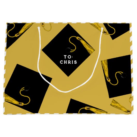 Afstuderen Goud Grote Geschenktas Groot Cadeauzakje (Voorkant)