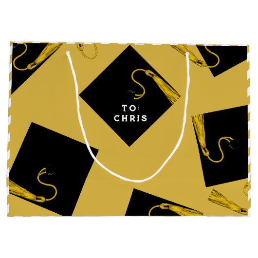 Afstuderen Goud Grote Geschenktas Groot Cadeauzakje (Achterkant)