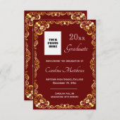Afstuderen Goud Lijst Maroon Aankondiging (Voorkant / Achterkant)