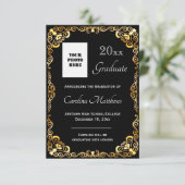 Afstuderen Goud Lijst Zwart Aankondiging (Staand voorkant)