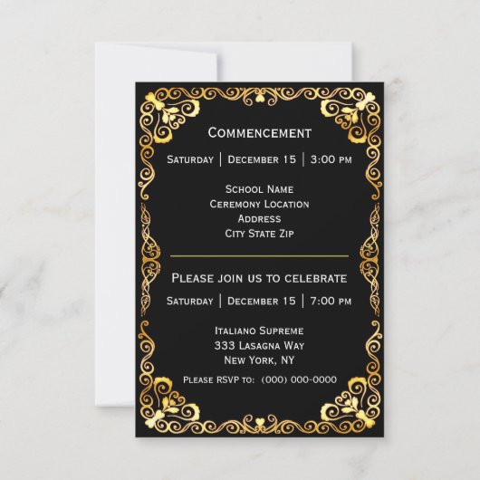Afstuderen Goud Lijst Zwart Aankondiging (Achterkant)