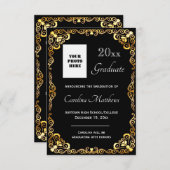 Afstuderen Goud Lijst Zwart Aankondiging (Voorkant / Achterkant)