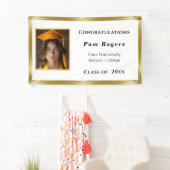 Afstuderen Goud Satijn Elegant Spandoek (Insitu)