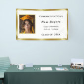 Afstuderen Goud Satijn Elegant Spandoek (Beurs)