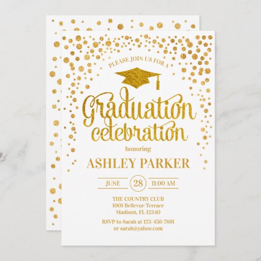 Afstuderen - Goud Wit Kaart (Voorkant / Achterkant)