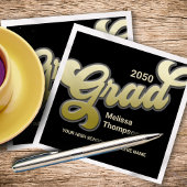 Afstuderen Goud Zwart Typografie Eenvoudig Aangepa Servet