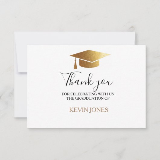 Afstuderen goudassel pet elegant bedankt (Voorkant)