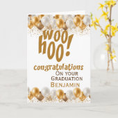 Afstuderen Gouden ballon gefeliciteerd Kaart (Gele Bloem)