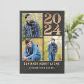 Afstuderen Gouden Chalkboard Klasse van 2024 Print Kaart (Staand voorkant)