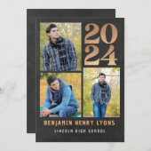 Afstuderen Gouden Chalkboard Klasse van 2024 Print Kaart (Voorkant / Achterkant)