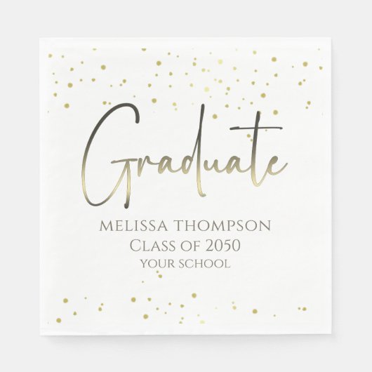 Afstuderen gouden Confetti Moderne kalligrafie Lun Servet (Voorkant)