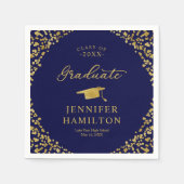 Afstuderen gouden Confetti op blauw Afstuderen Servet (Voorkant)