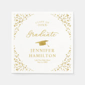 Afstuderen gouden Confetti op wit Afstuderen Servet (Voorkant)