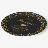 Afstuderen gouden Confetti op zwart Afstuderen Papieren Bordje (Gekanteld)