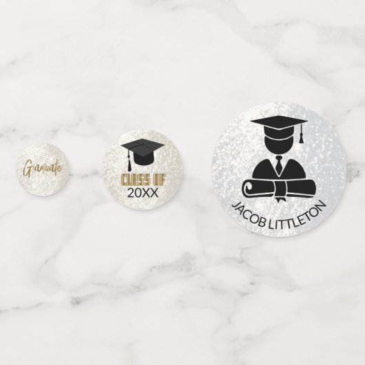 Afstuderen - Gouden en Witte Glitter Confetti (Achterkanten)