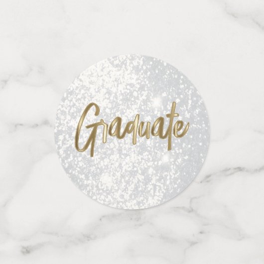 Afstuderen - Gouden en Witte Glitter Confetti (Kleine voorkant)