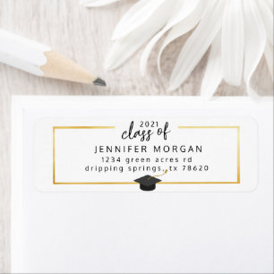 Afstuderen Gouden Faux Folie Elegant Retouradres Etiket