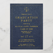 Afstuderen gouden glitter elegante foto van de rec folie uitnodiging (Voorkant)