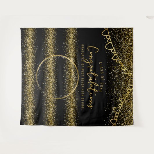 Afstuderen gouden glitter viering foto achtergrond wandkleed (Voorkant (horizontaal))