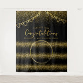 Afstuderen gouden glitter viering foto achtergrond wandkleed (Voorkant)