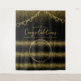 Afstuderen gouden glitter viering foto achtergrond wandkleed