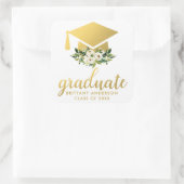 Afstuderen Gouden Groene Waterverf Bloemen Vierkante Sticker (Tas)