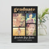 Afstuderen Gouden Klasse van 2024 Collage Zwart Kaart (Staand voorkant)