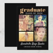 Afstuderen Gouden Klasse van 2024 Collage Zwart Kaart (Voorkant / Achterkant)