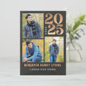 Afstuderen Gouden Krijtbord Klasse van 2025 Printa Kaart (Staand voorkant)