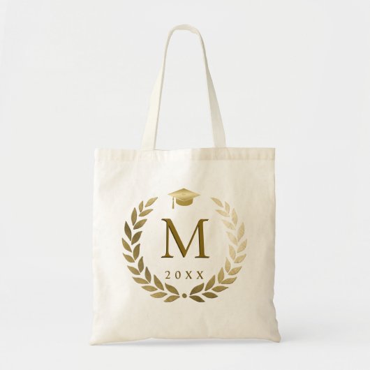 Afstuderen gouden lauwerkrans monogram Initiaal Tote Bag (Voorkant)