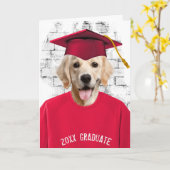 afstuderen gouden rekwisiet in rood t-shirt kaart (Gele Bloem)