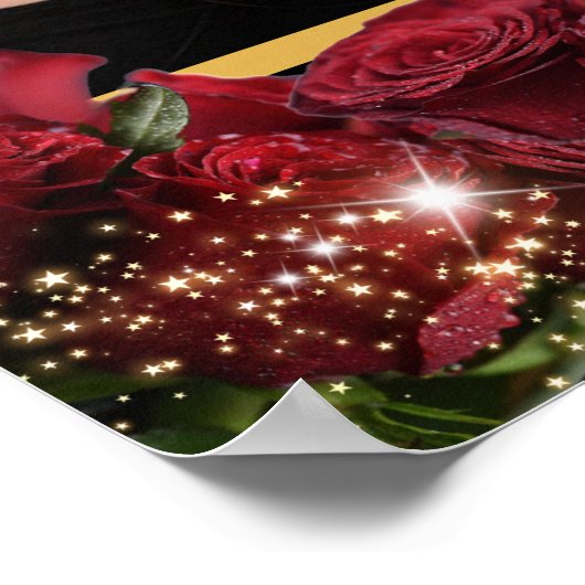 Afstuderen gouden rode rozen poster (Hoek)