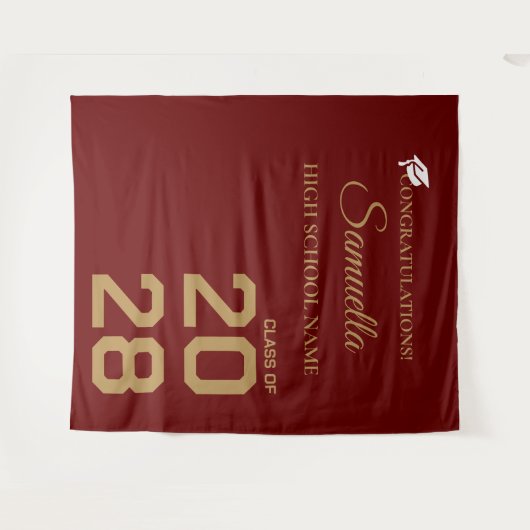 Afstuderen Gouden Script Afstudeerfeest Wandkleed (Voorkant (horizontaal))