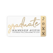 Afstuderen gouden script | Classy borstel met jaar Etiket (Voorkant)