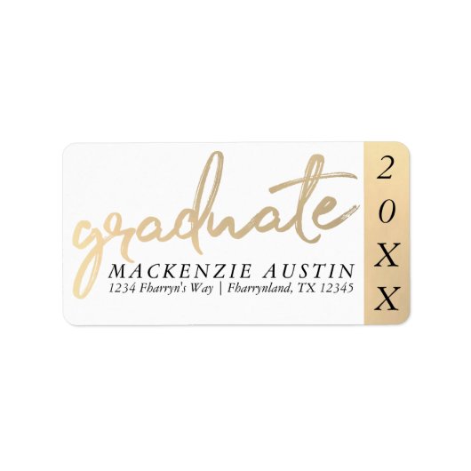 Afstuderen gouden script | Classy borstel met jaar Etiket (Voorkant)