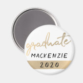 Afstuderen gouden script | Classy borstel met jaar Magneet (Voorkant / Achterkant)