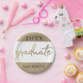 Afstuderen gouden script | Classy borstel met jaar Papieren Bordje (Feest)