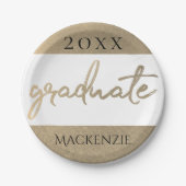 Afstuderen gouden script | Classy borstel met jaar Papieren Bordje (Voorkant)