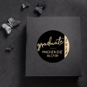 Afstuderen gouden script | Classy borstel met jaar Ronde Sticker