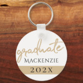 Afstuderen gouden script | Classy borstel met jaar Sleutelhanger (Voorkant)