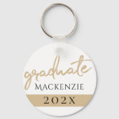 Afstuderen gouden script | Classy borstel met jaar Sleutelhanger (Achterkant)