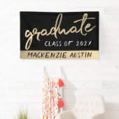 Afstuderen gouden script | Classy borstel met jaar Spandoek (Insitu)