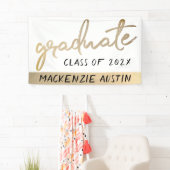 Afstuderen gouden script | Classy borstel met jaar Spandoek (Insitu)