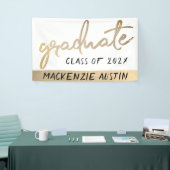 Afstuderen gouden script | Classy borstel met jaar Spandoek (Beurs)
