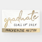 Afstuderen gouden script | Classy borstel met jaar Spandoek (Horizontaal)
