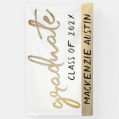 Afstuderen gouden script | Classy borstel met jaar Spandoek (Verticaal)