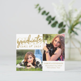 Afstuderen gouden script Elegant Afstudeerder 2 Briefkaart